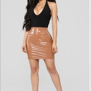 Tan faux leather fashionnova skirt
